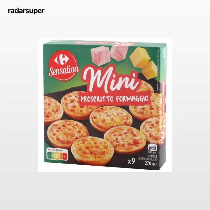 Mini pizzas de jamón y queso Carrefour 270 g.
