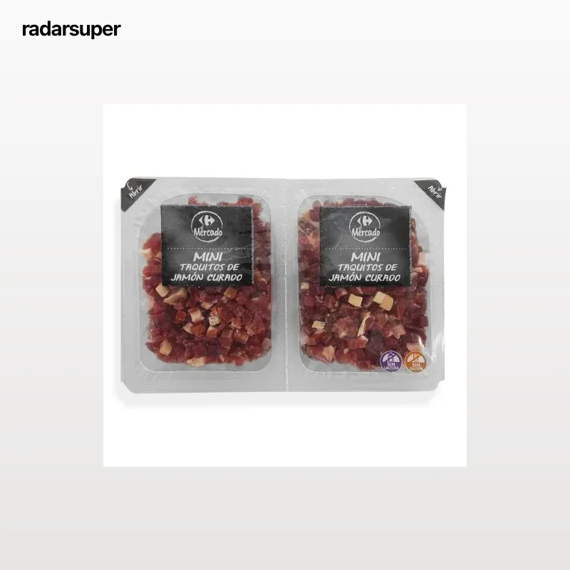 Mini taquitos de jamón curado Carrefour El Mercado sin gluten y sin lactosa pack de 2 unidades de 90 g