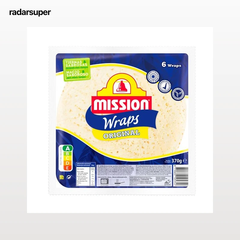 MISSION Tortilla de trigo especiales para hacer wraps 370 g.