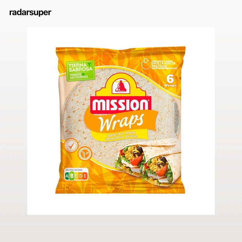 MISSION Tortillas de trigo con espelta y avena especiales para hacer wraps 370 g.