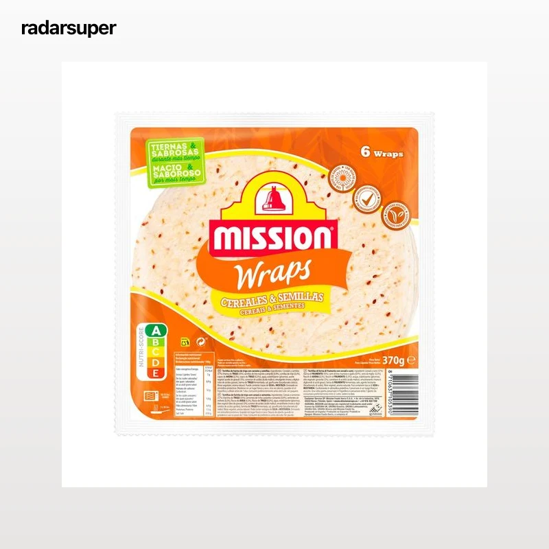 MISSION Tortillas de trigo con semillas de lino especiales para hacer wraps 370 g.