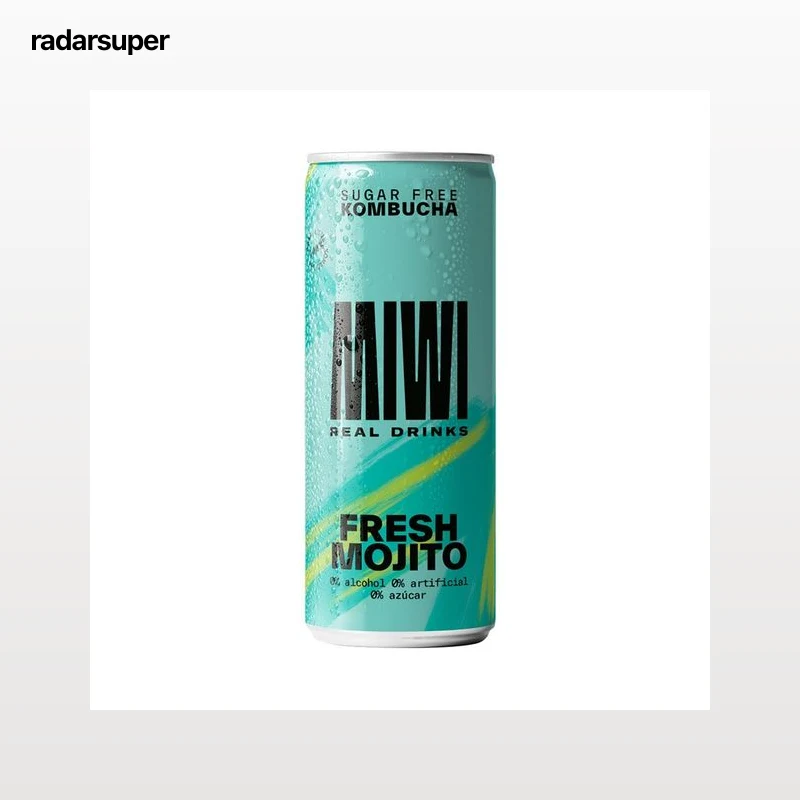 MIWI Kombucha 0% azúcar con sabor refrescante mojito lata 250 ml.