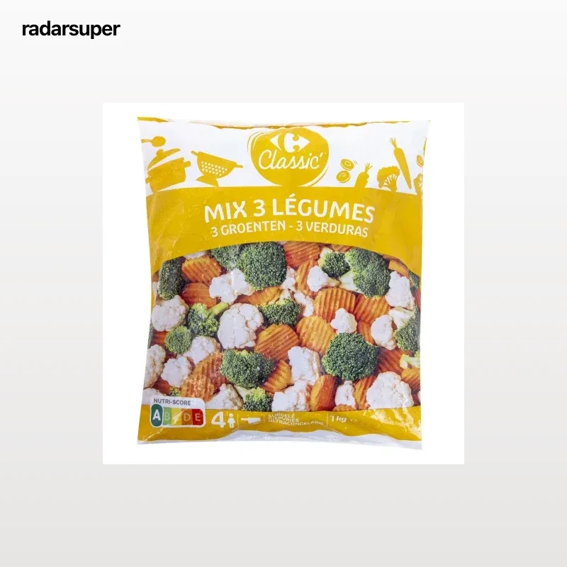 Mix 3 verduras zanahoria brócoli coliflor Carrefour Classic 1 kg.