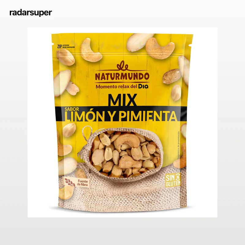 Mix de frutos secos sabor limón y pimienta Dia Naturmundo 185 g