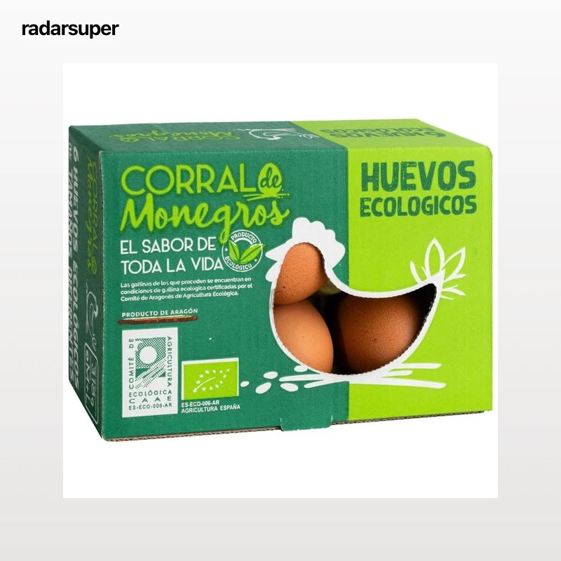 MONEGROS Huevos de producción ecológica clase M-L y categoría A 6 uds.