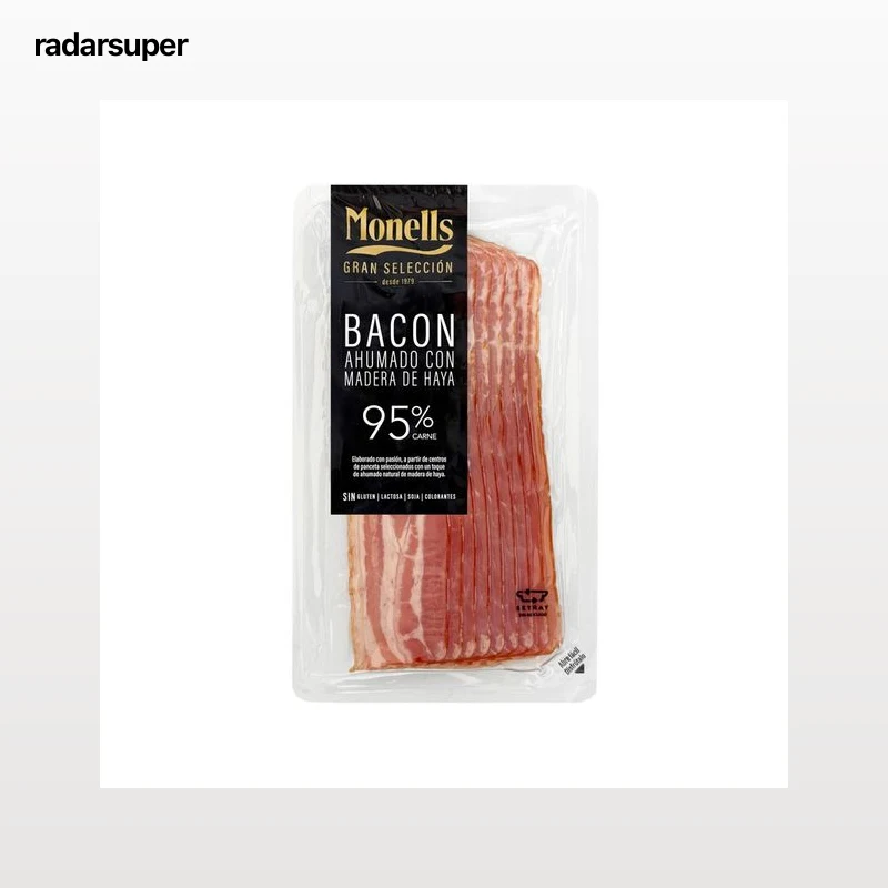 MONELLS Bacon ahumado sin piel cortado en lonchas MONELLS Selección 140 g.