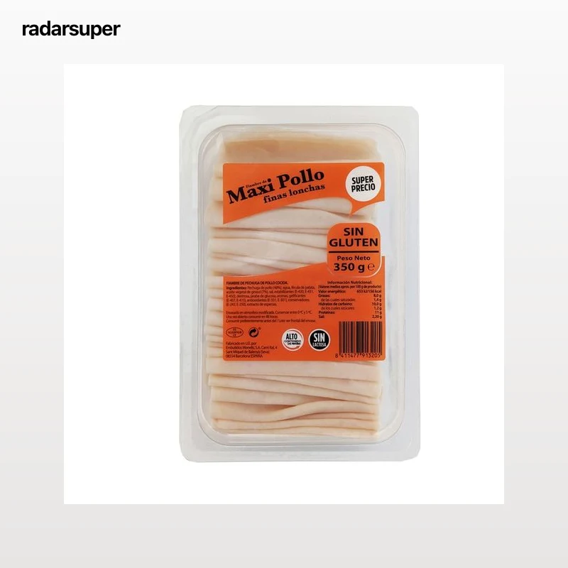 MONELLS Fiambre de pollo sin gluten cortado en lonchas 350 g.