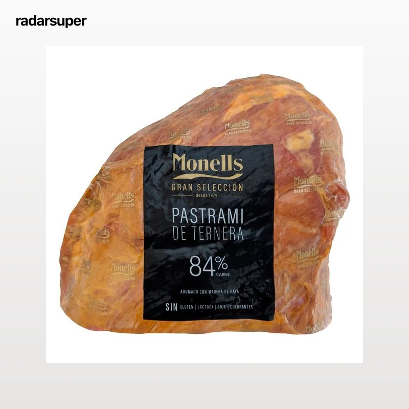 MONELLS Pastrami de ternera ahumada con madera de haya al corte. - Loncha fina 1 mm