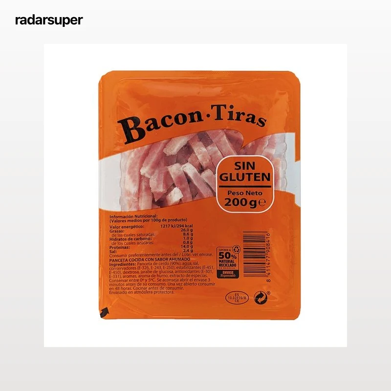 MONELLS Tiras de bacon con sabor ahumado 200 g.