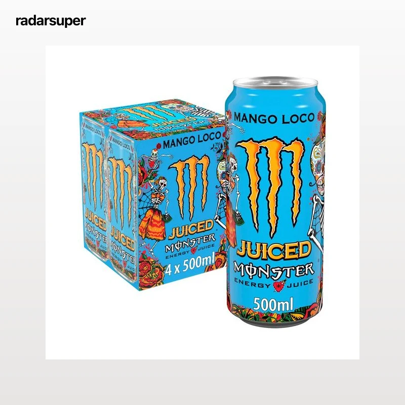 MONSTER Energy Juiced Mango loco Bebida energética con sabor a mango pack de lata 4 x 500ml