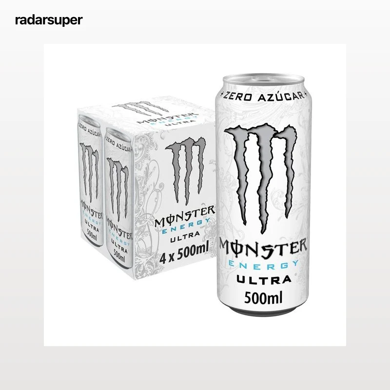 MONSTER Energy Ultra white Bebida energética sin azúcar pack lata 4 uds x 500 ml.