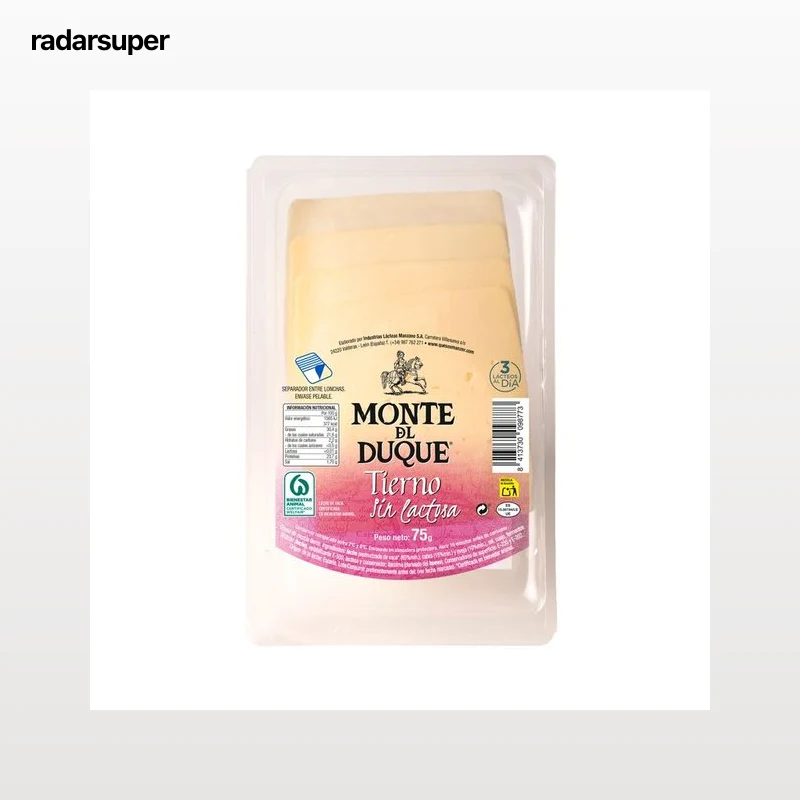 MONTE DEL DUQUE Queso en lonchas mezcla tierno sin lactosa 75 g.