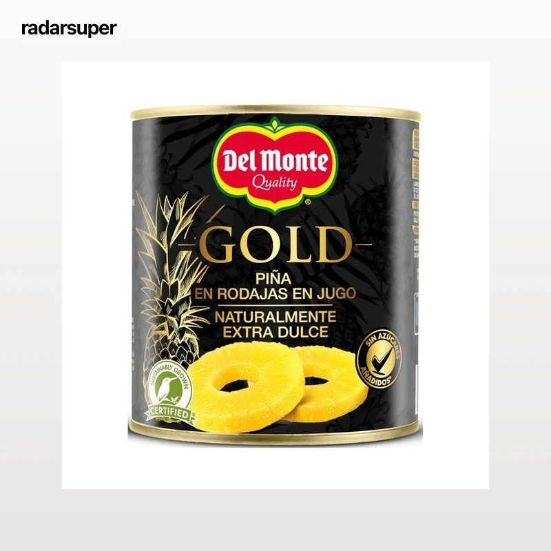 DEL MONTE GOLD Piña en su jugo cortada en rodajas 510 g.