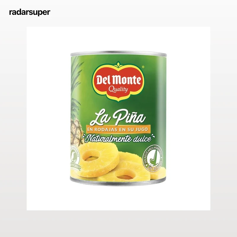 DEL MONTE Piña en su jugo, rodajas 350 g.