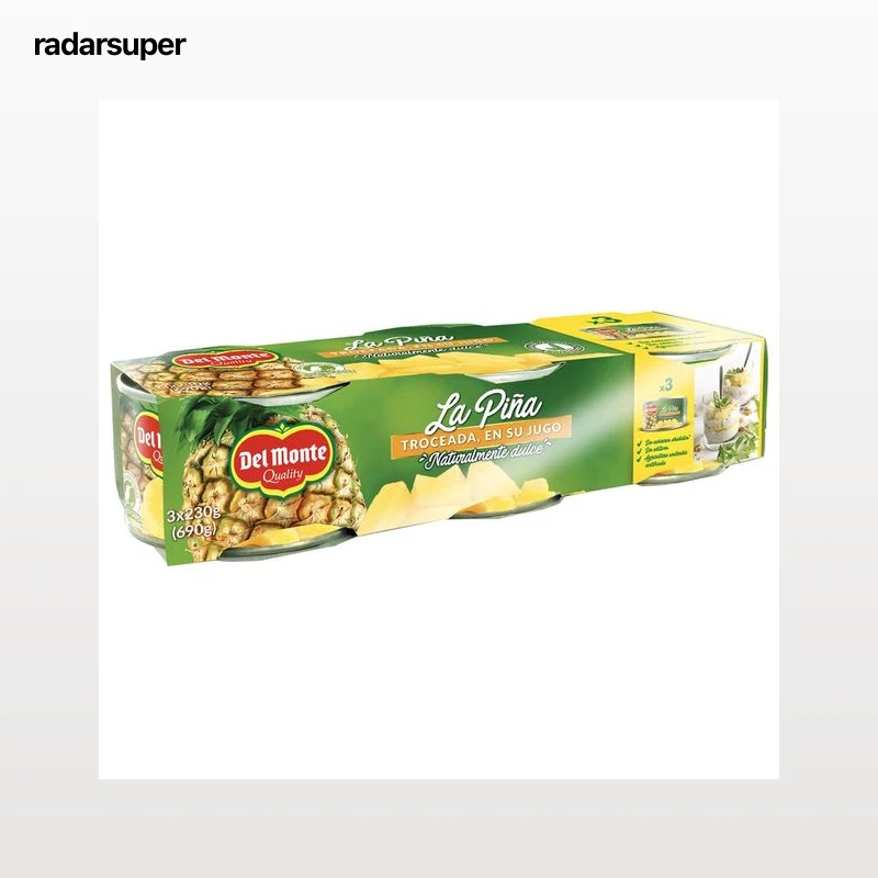 DEL MONTE Piña troceada en su jugo  3 uds 420 g.