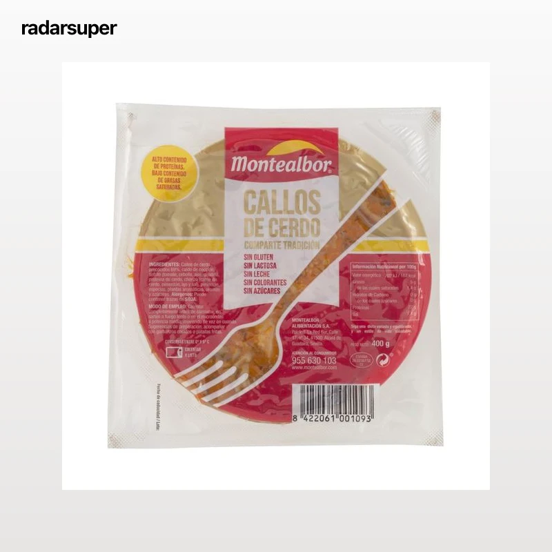 MONTEALBOR Callos de cerdo estilo tradicional, sin azucares, ni colorantes ni alérgenos, ni gluten ni lactosa MONTEALBOR 400 g.