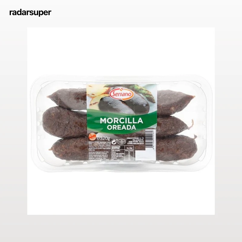 Morcilla oreada de primera, elaborada sin gluten SERRANO 320 g.