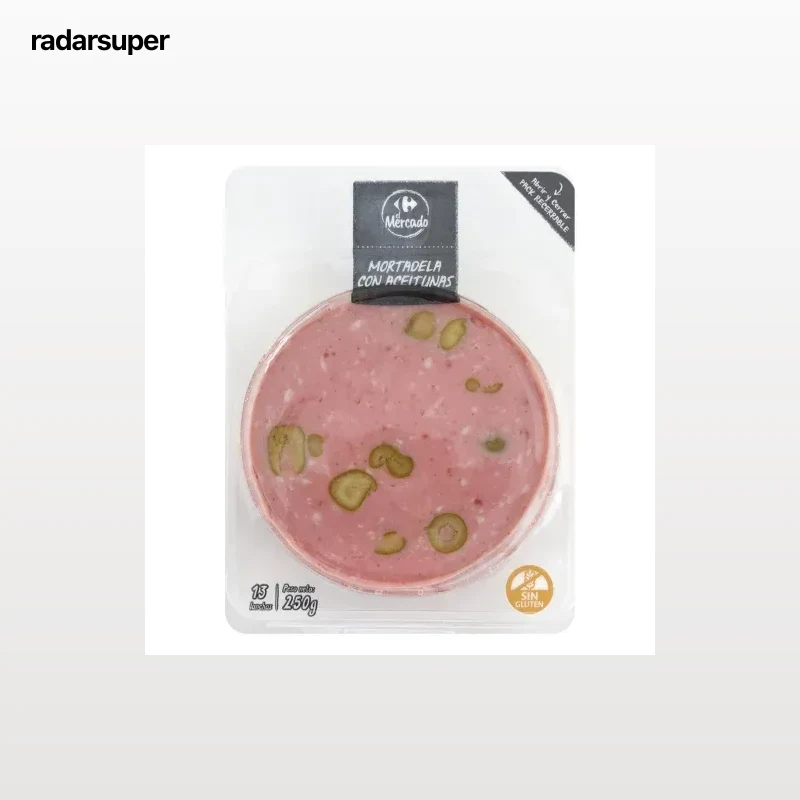 Mortadela con Aceitunas en lonchas Carrefour El Mercado sin gluten 250 g