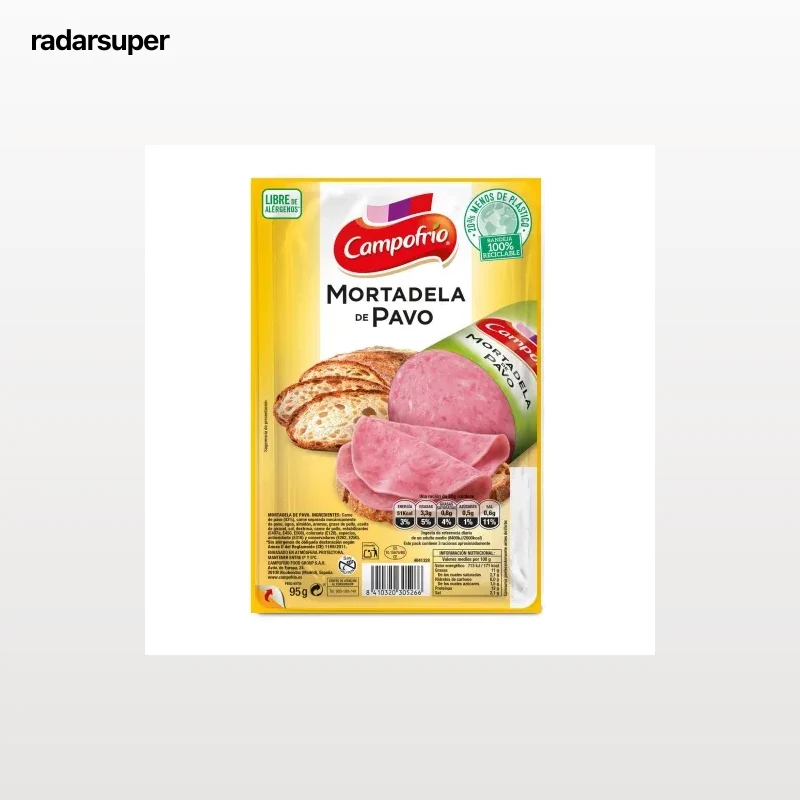 Mortadela de pavo en lonchas Campofrío sin gluten 95 g.