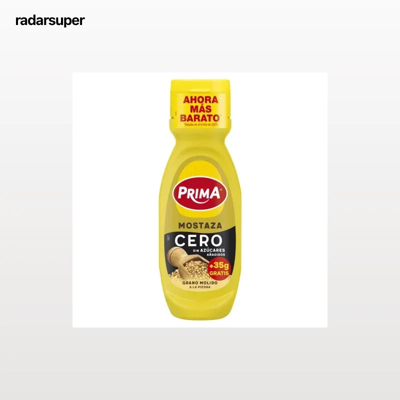 Mostaza Cero Prima sin gluten y sin azúcar añadido envase 265 g.