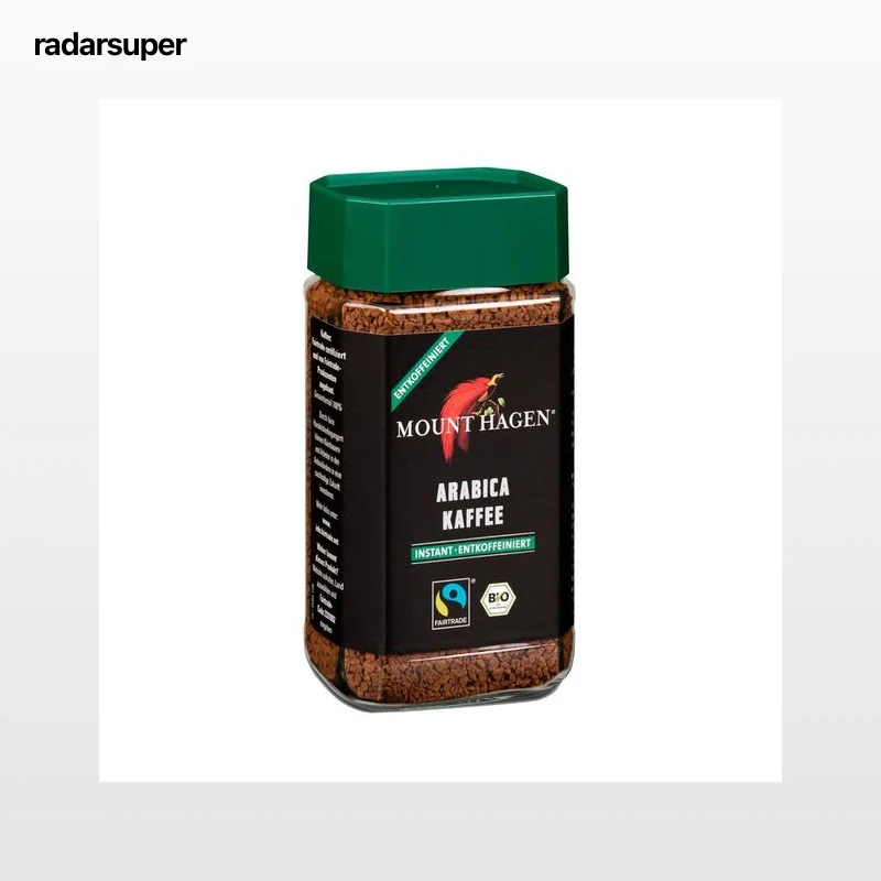 MOUNT HAGEN Café descafeinado soluble, arábico y ecológica 100 g.