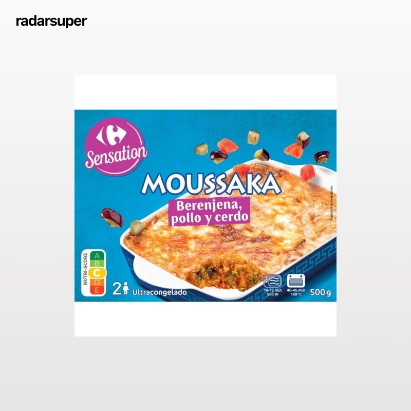 Moussaka berenjena, pollo y cerdo Sensation Carrefour 500 g.
