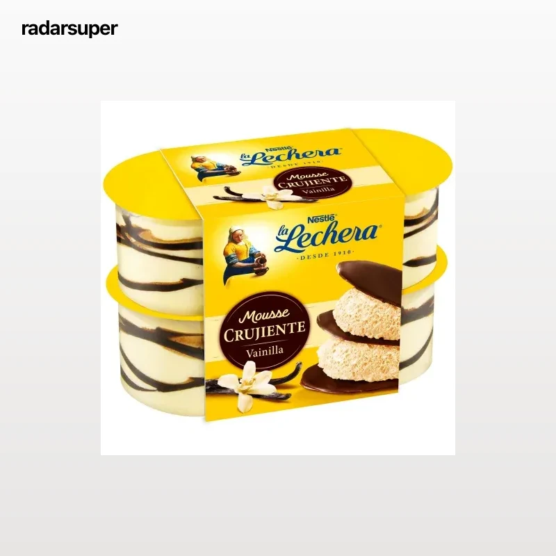 Mousse crujiente de vainilla La Lechera pack de 4 unidades de 57 g.