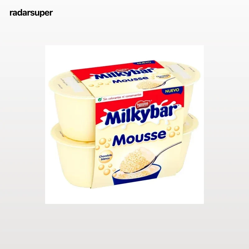 Mousse de chocolate blanco Nestlé Milkybar pack de 4 unidades de 55 g.