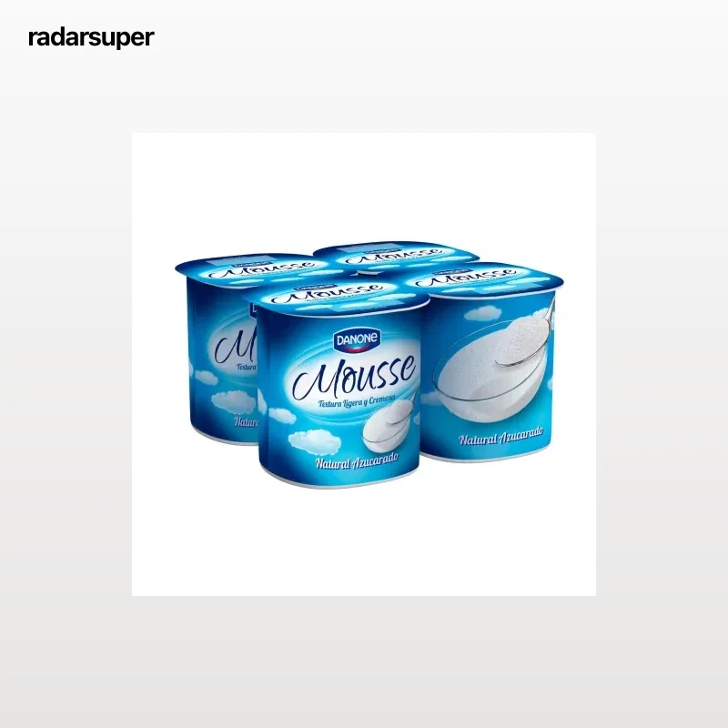 Mousse natural azucarado Danone pack de 4 unidades de 65 g.