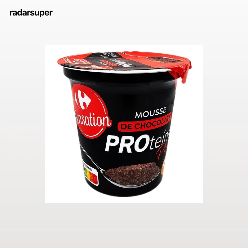 Mousse proteico sabor chocolate Carrefour Sensation sin gluten 200 g.
