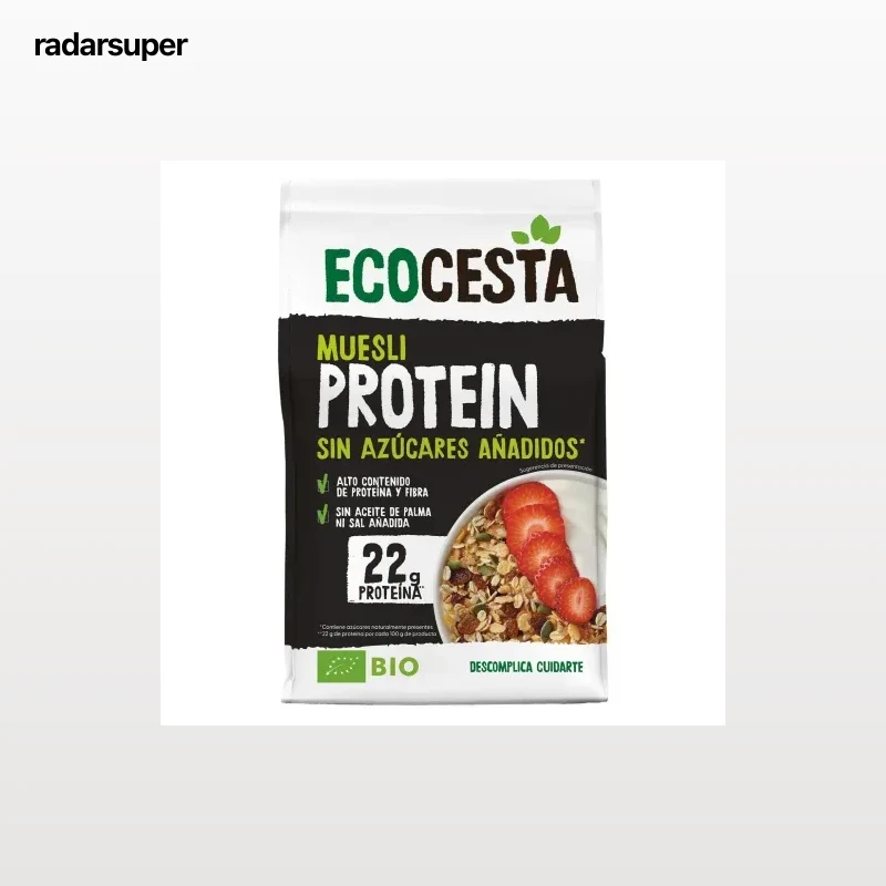 Muesli alto en proteína ecológico Ecocesta sin azúcar añadido 375 g.