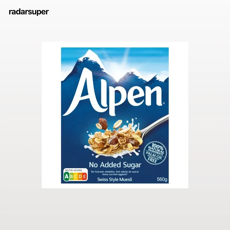 Muesli estilo Suizo Alpen sin azúcar añadido 560 g.