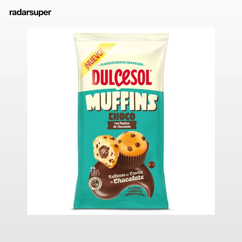 Muffins rellenos con pepitas de chocolate Dulcesol 240 g