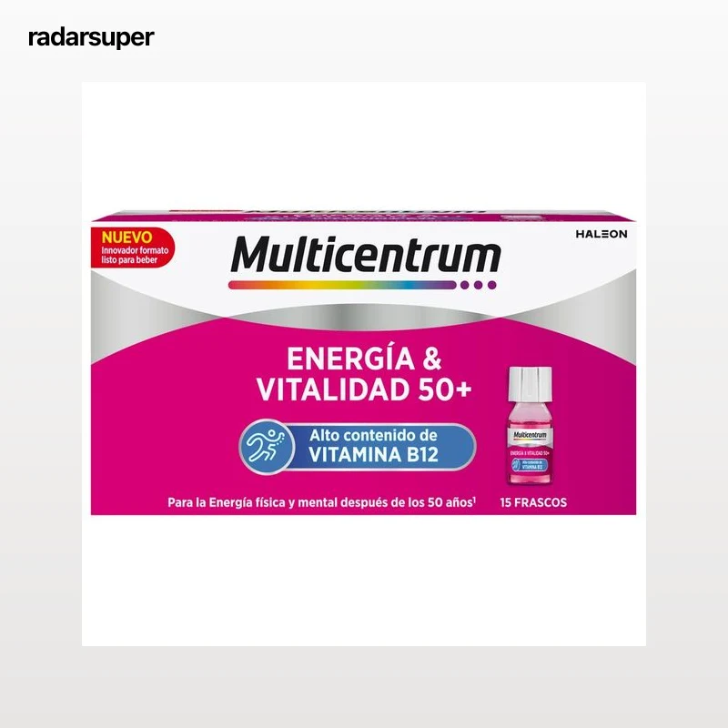 MULTICENTRUM Energía & vitalidad 50+ Polivitamínico con alto contenido en vitamina B12, para personas mayores de 50 años 15 uds.