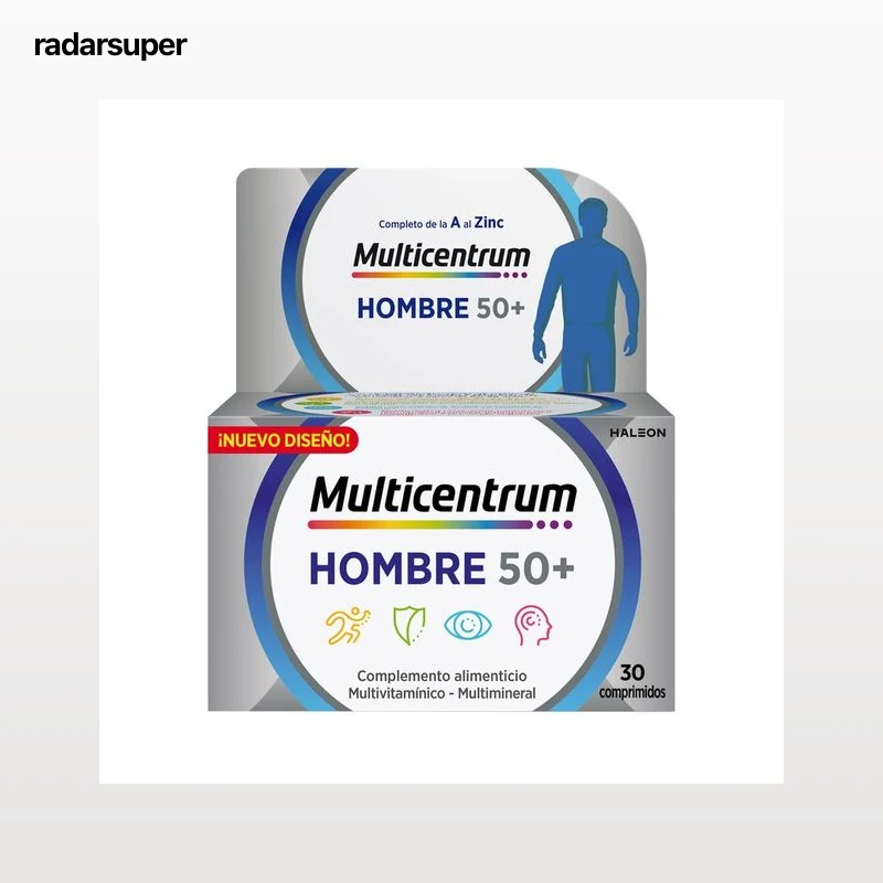 MULTICENTRUM Hombre 50 + Complemento nutricional específico para hombres de más de 50 años 30 comprimidos.