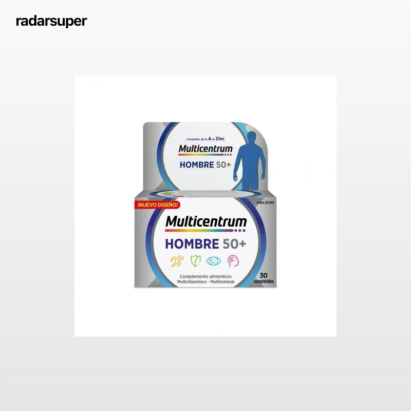 Multivitamínico y multimineral en comprimidos Hombre 50+ Multicentrum sin gluten 30 ud.