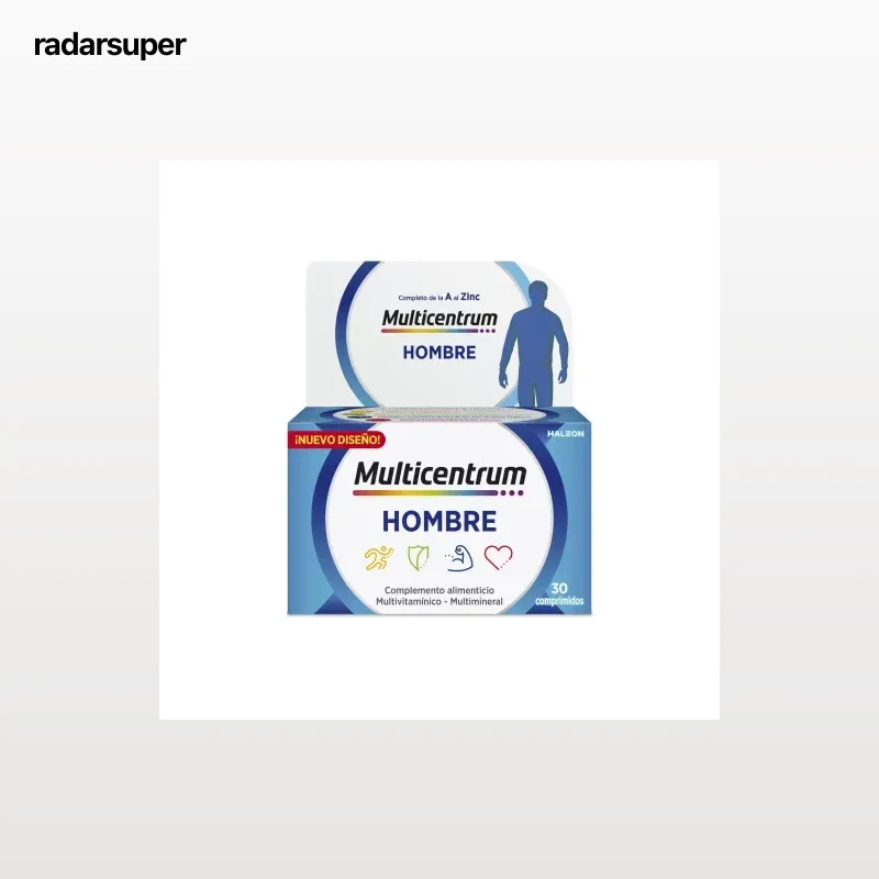 Multivitamínico y multimineral en comprimidos Hombre Multicentrum sin gluten 30 ud.