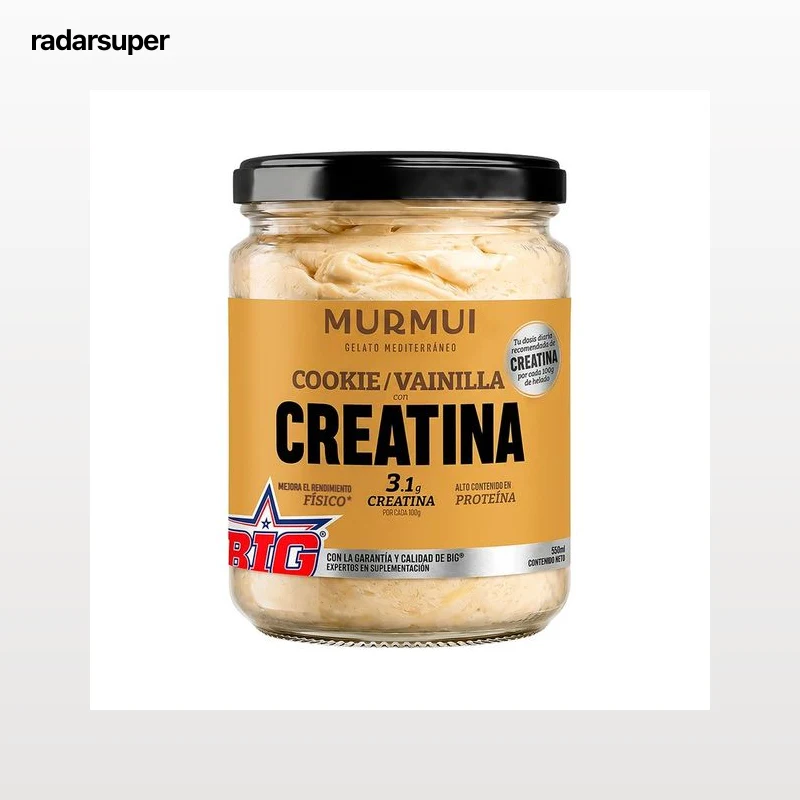 MURMUI Big Tarrina de helado de galleta sabor vainilla con Creatina, tarro 550 ml.