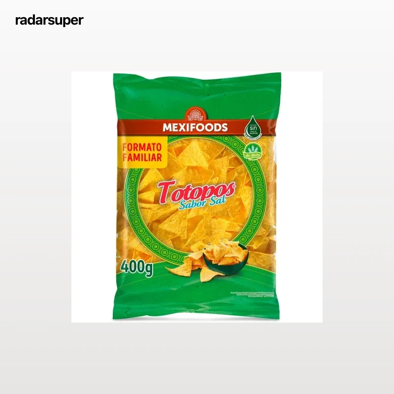 Nachos Totopos Mexifoods sin gluten 400 g.