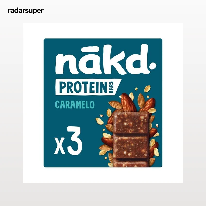 NAKD Barritas de dátiles y almendras, sabor a caramelo y alto contenido en proteínas 3 uds 135 g.