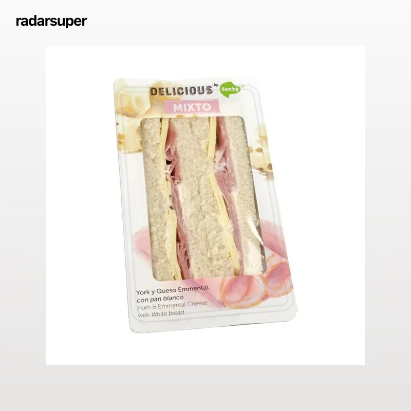 ÑAMING Sandwich de pan blanco con fiambre de magro de cerdo y queso Emmental ÑAMING Delicious 200 g.