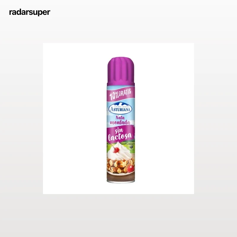 Nata montada azucarada Central Lechera Asturiana sin lactosa spray 250 ml.