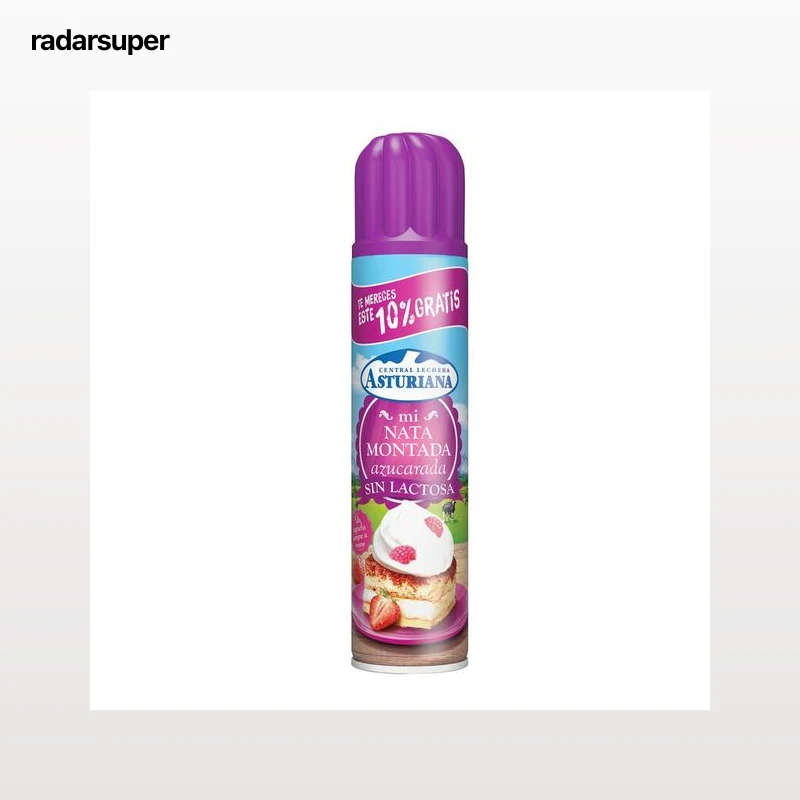 Nata montada azucarada sin lactosa Asturiana spray 250g + 25g