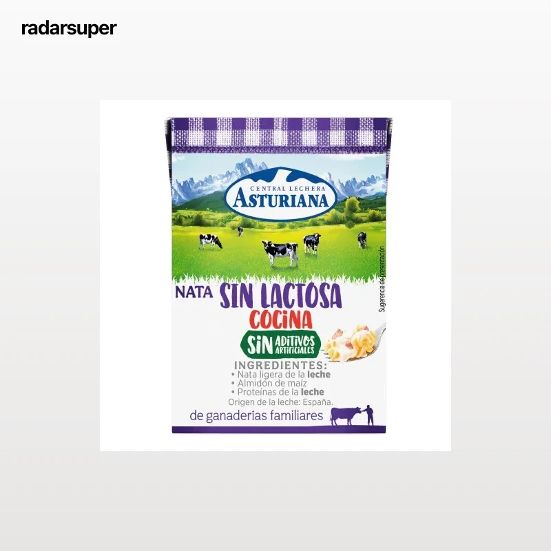 Nata para cocinar Central Lechera Asturiana sin lactosa 200 ml.