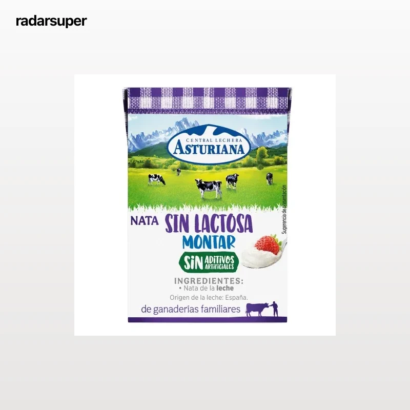 Nata para montar Central Lechera Asturiana sin lactosa 200 ml.