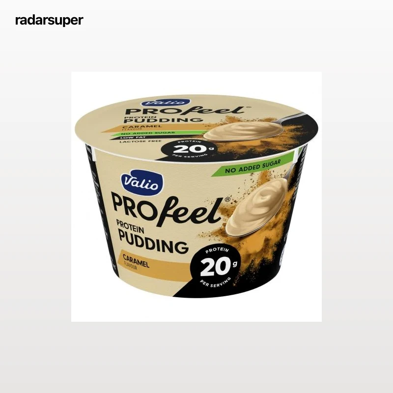 Natilla de caramelo alta en proteínas Valio Profeel Protein sin lactosa 180 g.