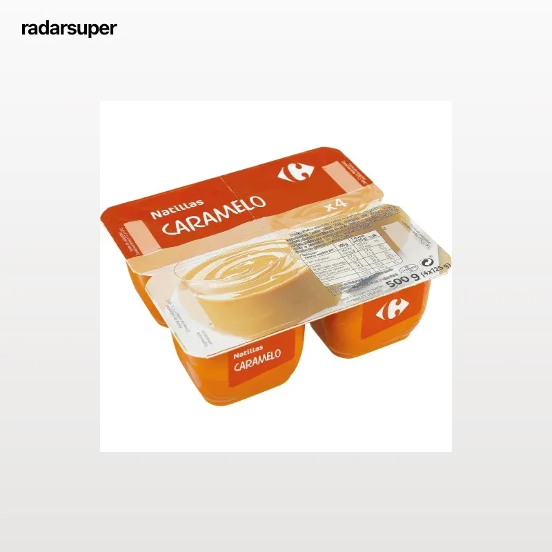 Natillas de caramelo Carrefour pack de 4 unidades de 125 g.