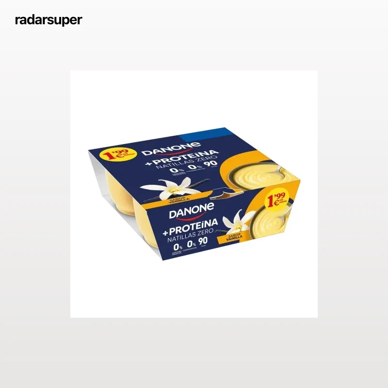 Natillas de vainilla altas en proteínas Danone sin gluten pack de 4 unidades de 120 g.