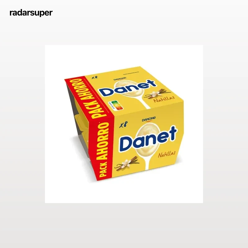 Natillas de vainilla Danone Danet pack de 8 unidades de 120 g.