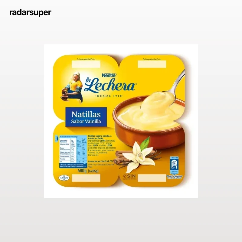 Natillas de vainilla Nestlé La Lechera pack de 4 unidades de 115 g.